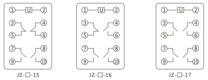 JZY（J)-36靜態(tài)中間繼電器內(nèi)部接線圖及外引接線圖